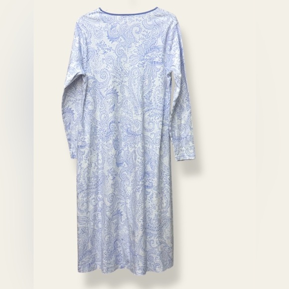 Lands’ End 100% Cotton Paisley Nightgown XL Long Sleeve Soft Knit - Picture 3 of 5